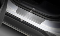 Накладки на пороги Rival для Mitsubishi Outlander XL 2005-2012, нерж. сталь, с надписью, 4 шт., NP.4014.3 с инструкцией и сертификатом
