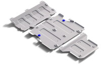 Защита картера, КПП и РК Rival для Audi Q5 II рестайлинг 2020-н.в., штампованная, алюминий 3 мм, с крепежом, 3 части, K333.0337.1