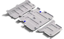 Защита картера, КПП и РК Rival для Audi Q5 II рестайлинг 2020-н.в., штампованная, алюминий 3 мм, с крепежом, 3 части, K333.0337.1