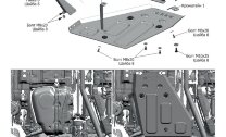 Защита топливного бака и редуктора АвтоБроня для Geely Tugella 2020-н.в., штампованная, сталь 1.8 мм, с крепежом, 111.01924.1