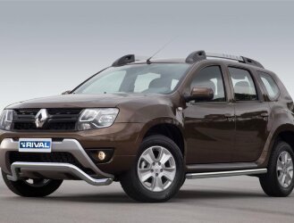 Защита переднего бампера d57 волна + комплект крепежа, RIVAL, Renault Duster 2015-