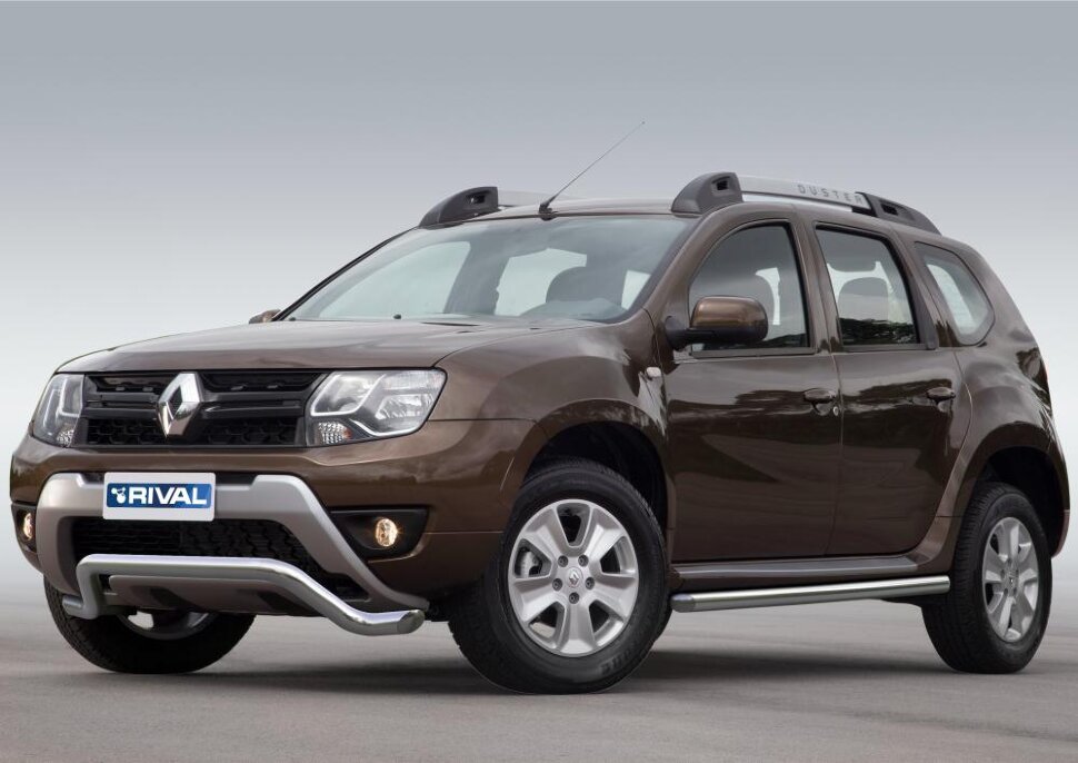 Защита переднего бампера d57 волна + комплект крепежа, RIVAL, Renault Duster 2015-