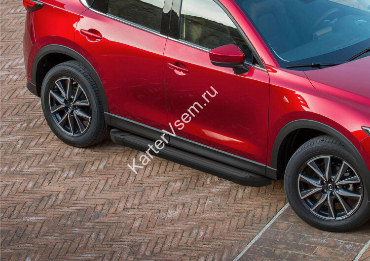 Пороги площадки (подножки) "Black" Rival для Mazda CX-5 II 2017-н.в., 173 см, 2 шт., алюминий, F173ALB.3802.1 с доставкой по всей России