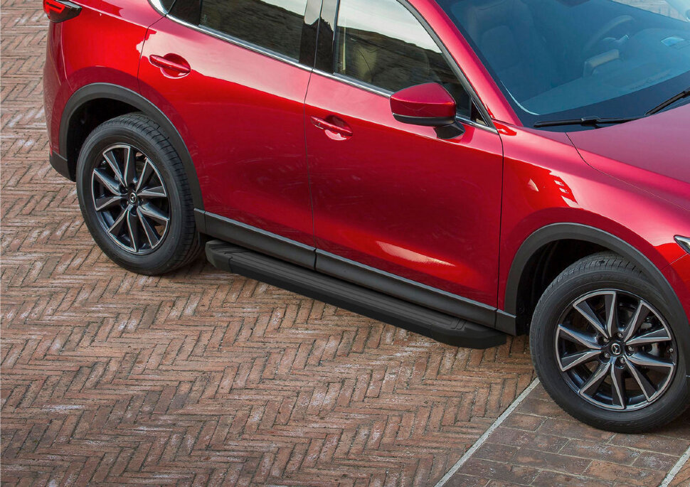 Пороги площадки (подножки) "Black" Rival для Mazda CX-5 II 2017-н.в., 173 см, 2 шт., алюминий, F173ALB.3802.1 с доставкой по всей России