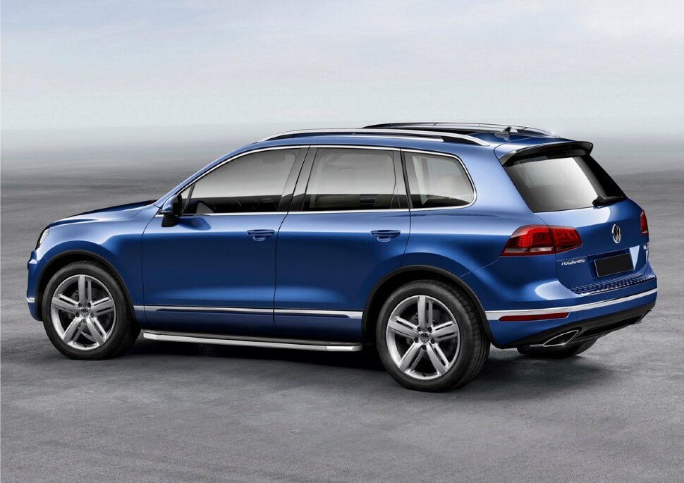 Пороги площадки (подножки) "Premium" Rival для Volkswagen Touareg II рестайлинг (R-Line) 2014-2018, 193 см, 2 шт., алюминий, A193ALP.5801.4 купить недорого