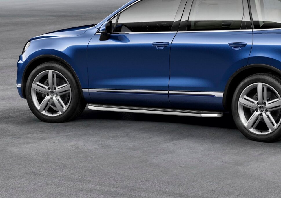Пороги площадки (подножки) "Premium" Rival для Volkswagen Touareg II рестайлинг (R-Line) 2014-2018, 193 см, 2 шт., алюминий, A193ALP.5801.4 с доставкой по всей России