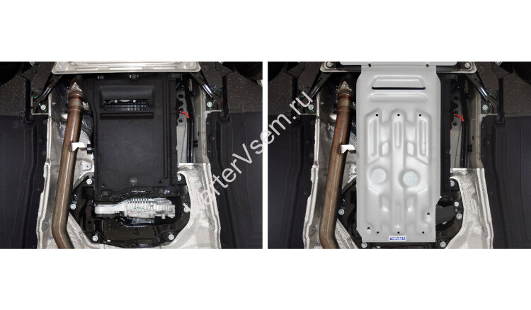 Защита КПП и РК Rival для BMW X5 E70 рестайлинг (xDrive50i) 2010-2013 (устанавл-ся совместно с 333.0508.1), штампованная, алюминий 3 мм, с крепежом, 333.0505.1