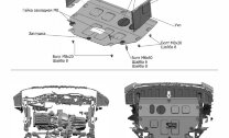 Защита картера и КПП Rival для Kia Picanto III (GT Line) 2017-н.в., штампованная, алюминий 3 мм, с крепежом, 333.2840.1