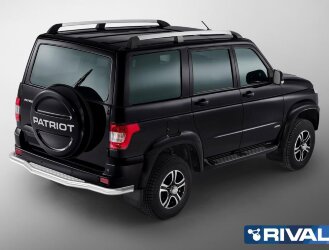 Защита заднего бампера d76 с листом + комплект крепежа, RIVAL, UAZ Patriot 2014-