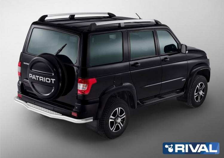 Защита заднего бампера d76 с листом + комплект крепежа, RIVAL, UAZ Patriot 2014-