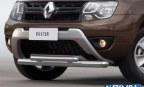 Защита переднего бампера d57+d42 + комплект крепежа, RIVAL, Renault Duster 2015-