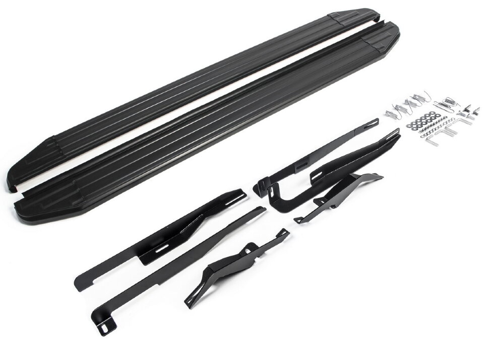 Пороги площадки (подножки) "Premium-Black" Rival для Chevrolet Captiva I рестайлинг 2011-2016, 173 см, 2 шт., алюминий, A173ALB.4201.1 с инструкцией и сертификатом