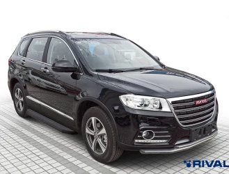 Пороги на автомобиль (подножки) "Premium-Black" Rival для Haval H6 2014-2020, 173 см, 2 шт., алюминий, A173ALB.9402.1