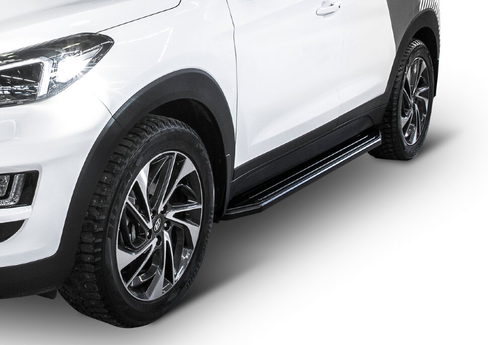 Пороги площадки (подножки) "Premium-Black" Rival для Kia Sportage IV 2016-2022, 173 см, 2 шт., алюминий, A173ALB.2309.2 с доставкой по всей России