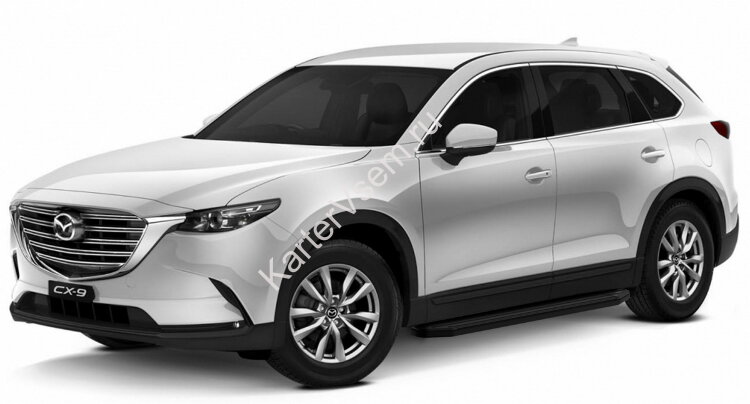 Пороги площадки (подножки) "Premium-Black" Rival для Mazda CX-9 II 2016-н.в., 193 см, 2 шт., алюминий, A193ALB.3803.2 купить недорого