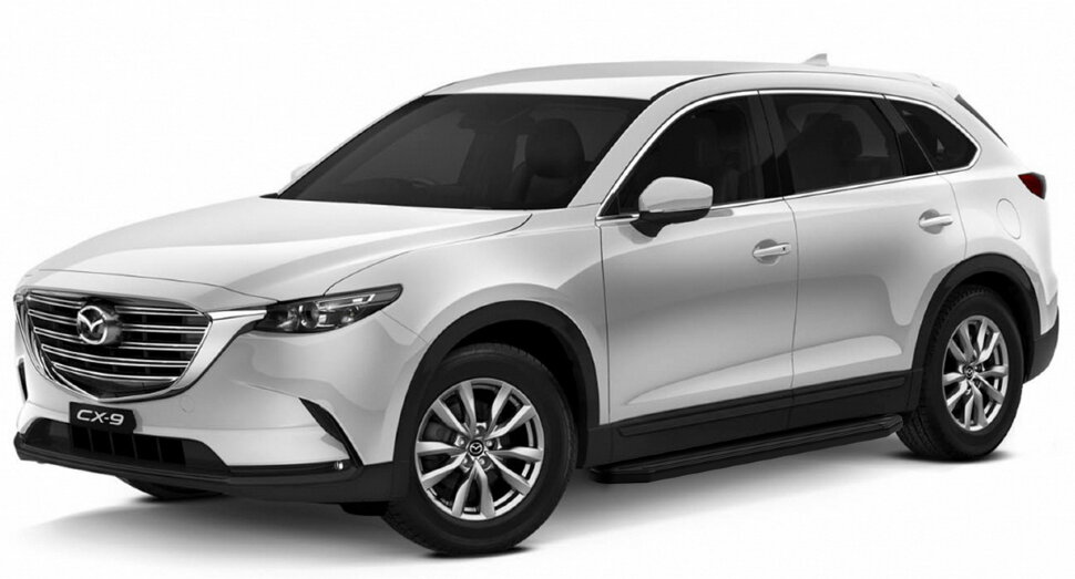 Пороги площадки (подножки) "Premium-Black" Rival для Mazda CX-9 II 2016-н.в., 193 см, 2 шт., алюминий, A193ALB.3803.2 купить недорого