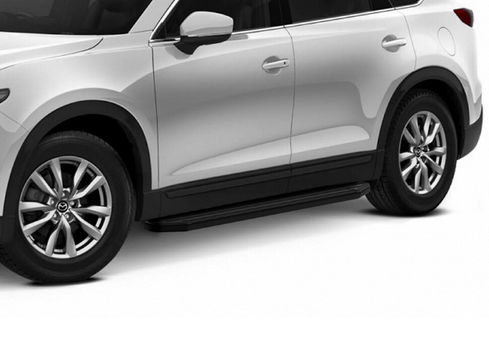 Пороги площадки (подножки) "Premium-Black" Rival для Mazda CX-9 II 2016-н.в., 193 см, 2 шт., алюминий, A193ALB.3803.2 с доставкой по всей России