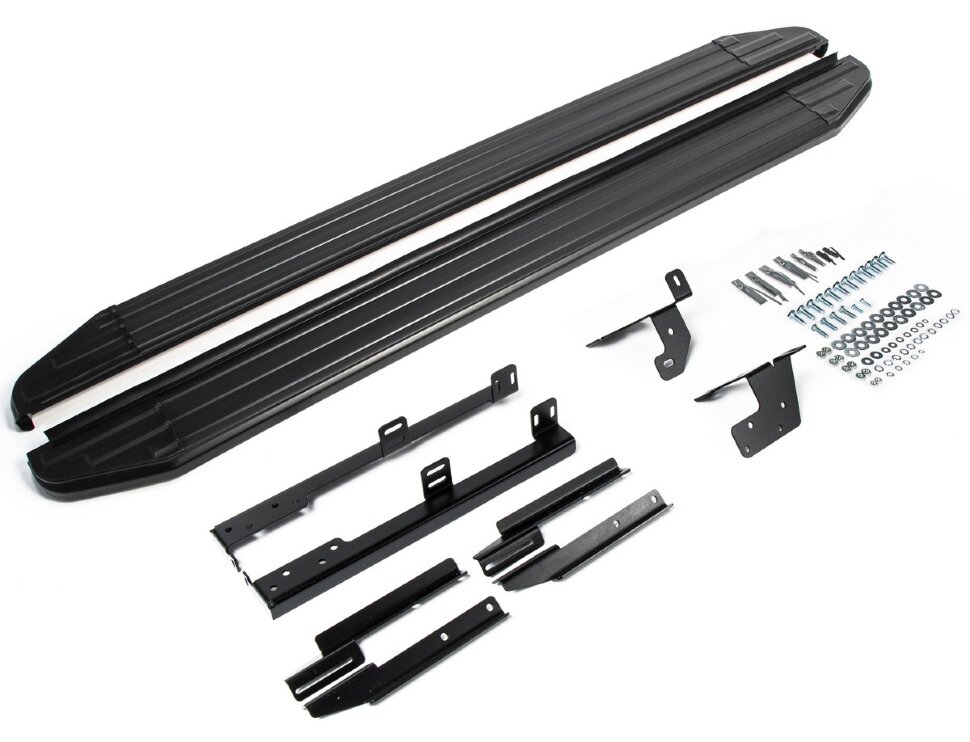 Пороги площадки (подножки) "Premium-Black" Rival для Nissan X-Trail T31 2007-2015, 173 см, 2 шт., алюминий, A173ALB.4104.5 с инструкцией и сертификатом
