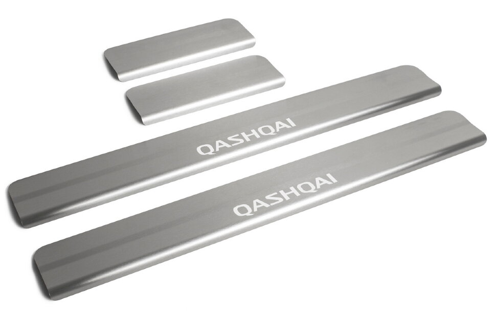 Накладки на пороги Rival для Nissan Qashqai II 2014-2019 2019-н.в., нерж. сталь, с надписью, 4 шт., NP.4106.3 купить недорого