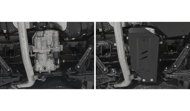Защита редуктора Rival для Hyundai Santa Fe IV 2018-2021, сталь 1.8 мм, с крепежом, штампованная, 111.2376.1