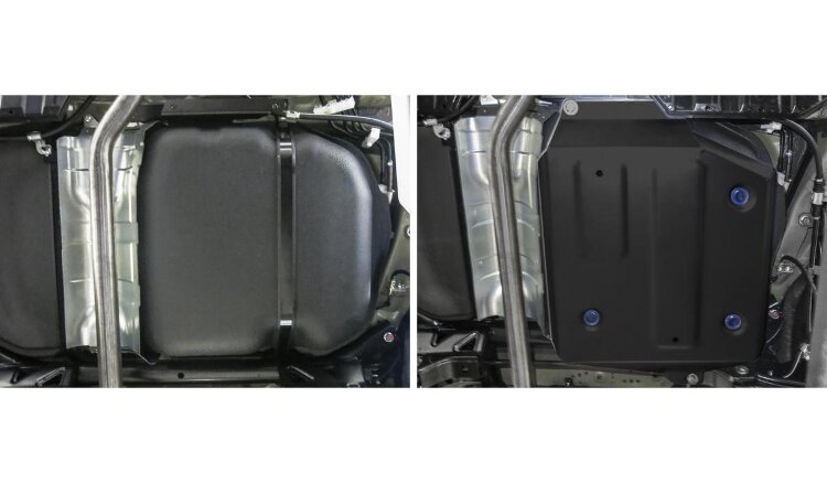 Защита топливного бака Rival для Mitsubishi Eclipse Cross FWD 2018-2021, сталь 1.8 мм, с крепежом, штампованная, 111.4053.1