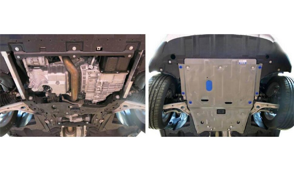 Защита картера и КПП Rival для Mercedes-Benz CLA-klasse C117, X117 2013-2019, штампованная, алюминий 3 мм, с крепежом, 333.3906.1