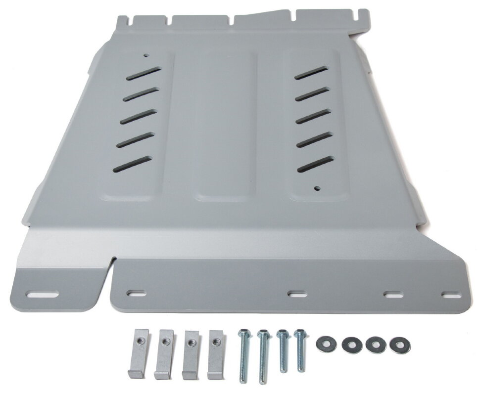 Защита КПП Rival для Nissan Navara D40 4WD 2004-2010 (устанавл-ся совместно с 2333.4165.2.6), штампованная, алюминий 6 мм, с крепежом, 2333.4166.2.6
