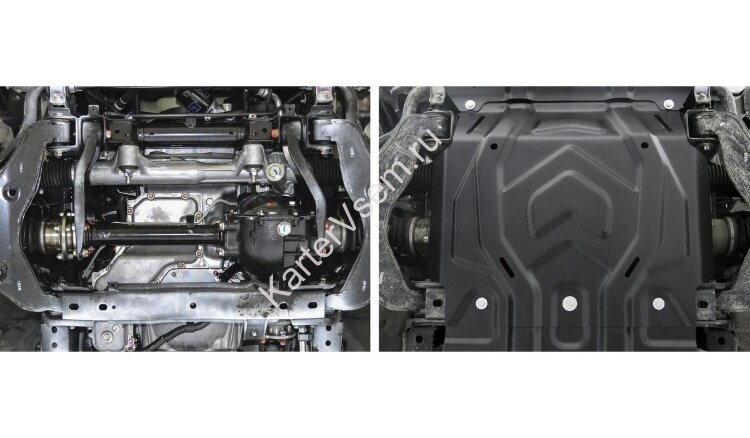 Защита картера Rival для Mitsubishi Pajero Sport III 2016-2021 2021-н.в., сталь 3 мм, с крепежом (устанавл-ся совместно с 2111.4046.2.3), штампованная, 2111.4041.2.3