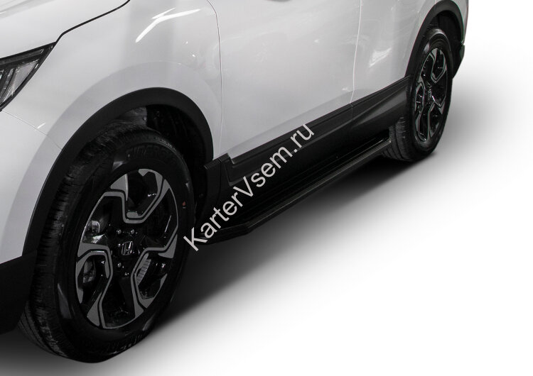 Пороги площадки (подножки) "Premium-Black" Rival для Honda CR-V V 2017-н.в., 173 см, 2 шт., алюминий, A173ALB.2103.1