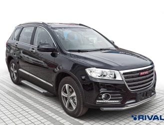 Пороги на автомобиль (подножки) "Bmw-Style круг" Rival для Haval H6 2014-2020, 173 см, 2 шт., алюминий, D173AL.9402.1