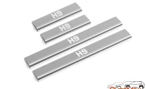 Накладки на пороги AutoMax для Haval H9 II поколение 2024-н.в., нерж.сталь, с надписью, 4 шт., AMHAH901