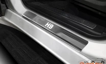 Накладки на пороги AutoMax для Haval H9 II поколение 2024-н.в., нерж.сталь, с надписью, 4 шт., AMHAH901