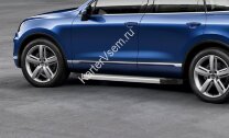 Пороги площадки (подножки) "Silver" Rival для Volkswagen Touareg II рестайлинг (R-Line) 2014-2018, 193 см, 2 шт., алюминий, F193AL.5801.4