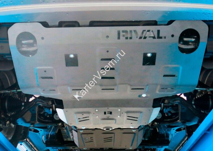 Защита радиатора и картера Rival для Toyota Hilux VIII 4WD 2015-2018, штампованная, алюминий 6 мм, с крепежом, 2333.5710.1.6