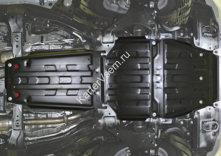 Защита картера АвтоБроня (часть 1) для Lexus LX III рестайлинг 2015-н.в., штампованная, сталь 1.8 мм, с крепежом, 111.05713.3