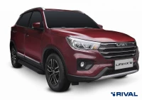Пороги на автомобиль (подножки) "Black" Rival для Lifan X70 2017-н.в., 173 см, 2 шт., алюминий, F173ALB.3305.1