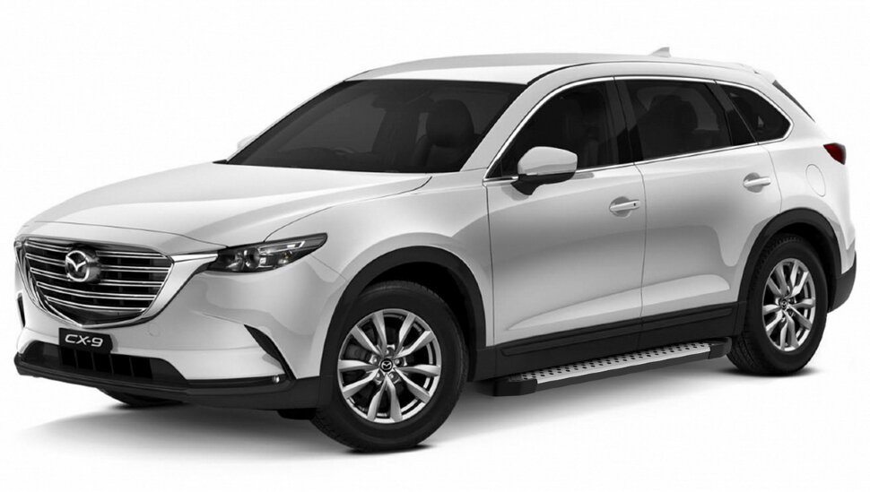 Пороги площадки (подножки) "Bmw-Style круг" Rival для Mazda CX-9 II 2016-н.в., 193 см, 2 шт., алюминий, D193AL.3803.2 купить недорого