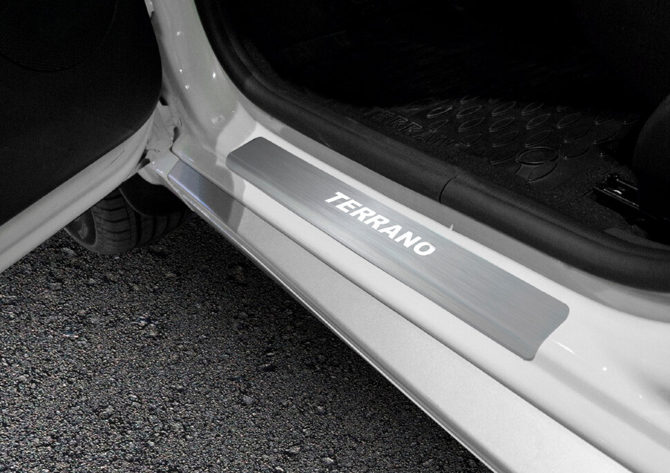 Накладки на пороги Rival для Nissan Terrano III 2014-2017 2017-н.в., нерж. сталь, с надписью, 4 шт., NP.4115.3 с доставкой по всей России