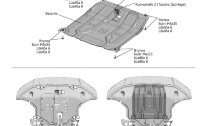 Защита картера и КПП AutoMax для Hyundai Santa Fe IV (V - 2.2D; 2.4; 3.5) 2018-2021/Hyundai Tucson III (V - 1.6 (132/177 л.с.); 2.0; 2.0D) 2015-2018/Hyundai Tucson III рестайлинг (V - 1.6T GDI (177 л.с.); 2.0; 2.0D; 2.4) 2018-2021/Kia Sorento III Prime (V