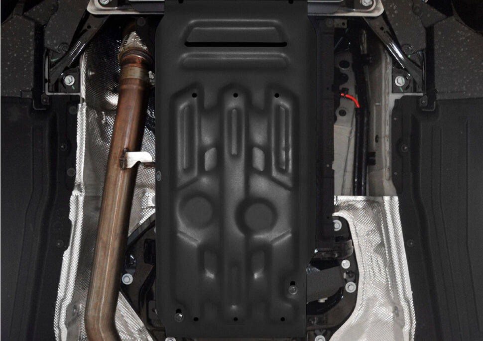 Защита КПП и РК АвтоБроня для BMW X6 E71, F16 (xDrive50i) 2008-2020, штампованная, сталь 1.8 мм, с крепежом, 111.00505.1