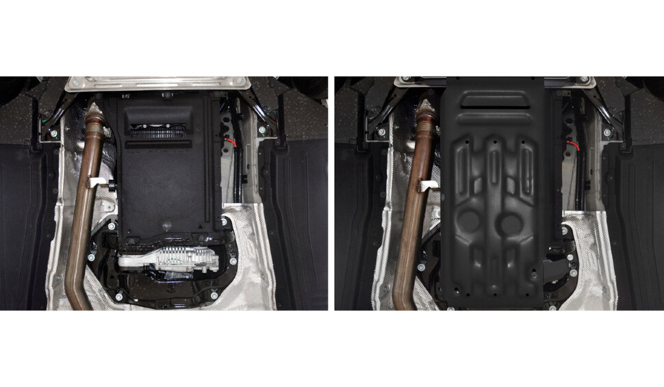 Защита КПП и РК АвтоБроня для BMW X6 E71, F16 (xDrive50i) 2008-2020, штампованная, сталь 1.8 мм, с крепежом, 111.00505.1