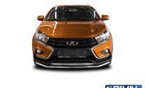 Защита переднего бампера d42 + комплект крепежа, RIVAL, Lada Vesta SW Cross 2017-