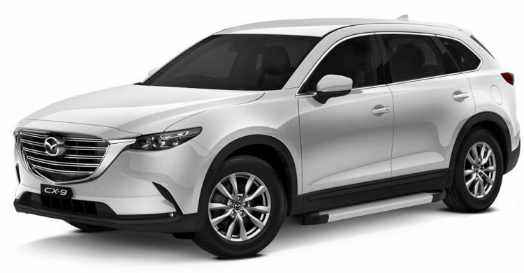 Пороги площадки (подножки) "Silver" Rival для Mazda CX-9 II 2016-н.в., 193 см, 2 шт., алюминий, F193AL.3803.2 купить недорого