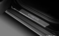 Накладки на пороги Rival для Hyundai Creta II 2021-н.в., нерж. сталь, с надписью, 4 шт., NP.2317.3