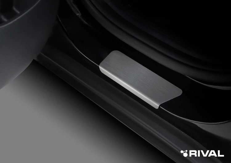 Накладки на пороги Rival для Hyundai Creta II 2021-н.в., нерж. сталь, с надписью, 4 шт., NP.2317.3