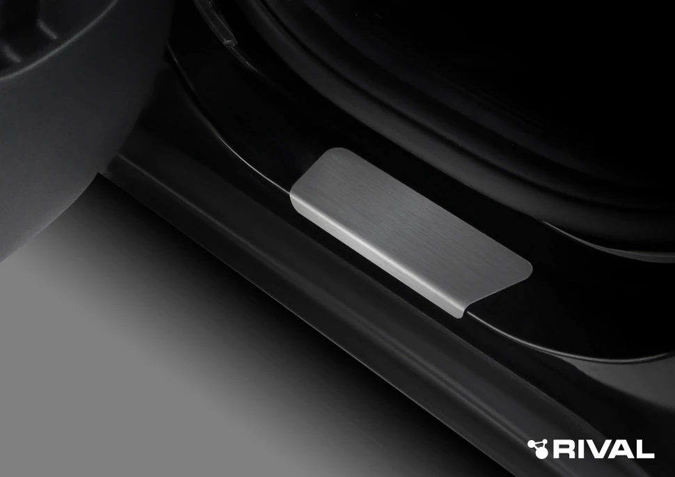 Накладки на пороги Rival для Hyundai Creta II 2021-н.в., нерж. сталь, с надписью, 4 шт., NP.2317.3