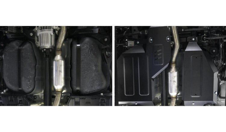 Защита топливного бака и редуктора Rival для Mitsubishi Eclipse Cross 4WD 2018-2021, сталь 1.8 мм, 2 части , с крепежом, штампованная, 111.4054.1
