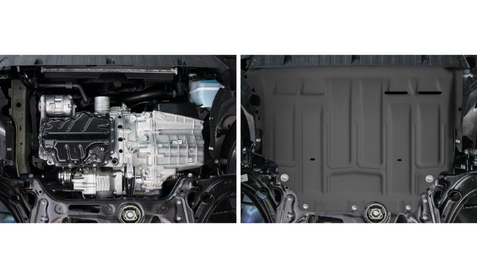 Защита картера и КПП AutoMax для Skoda Kodiaq (с Webasto) 2017-2021, сталь 1.4 мм, с крепежом, штампованная, AM.5127.1