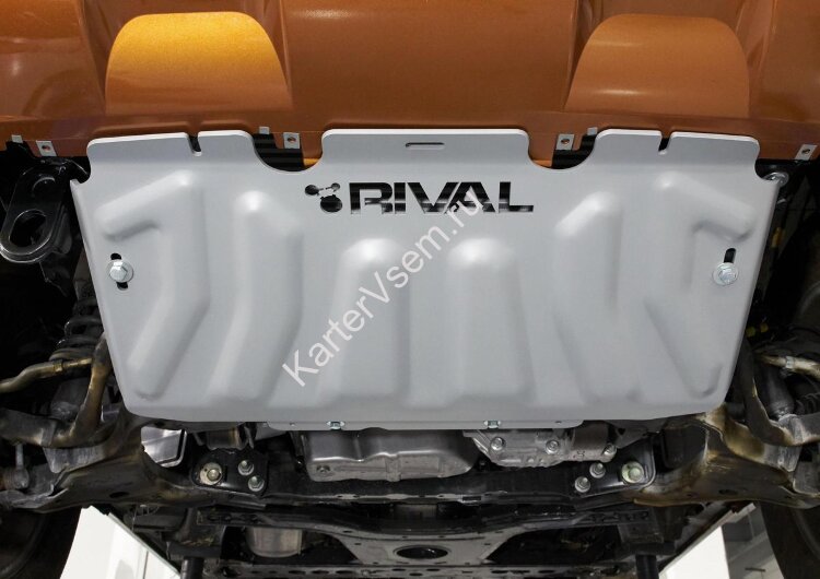 Защита радиатора Rival для Nissan Navara D40 рестайлинг 2010-2015, штампованная, алюминий 6 мм, с крепежом, 2333.4164.2.6