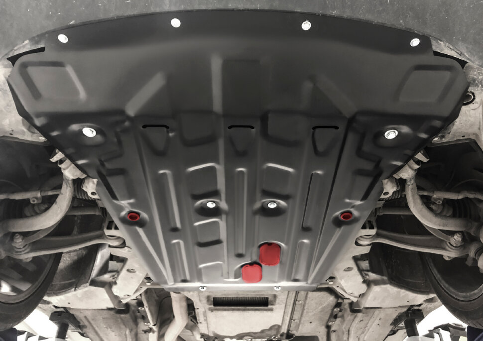 Защита картера АвтоБроня для BMW X6 F16 (xDrive35i) 2014-2020, штампованная, сталь 1.8 мм, с крепежом, 111.00523.1